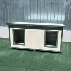 Cușcă Câine Dublă, Talie Mare, Panouri Metalice 4cm Izolate Termic, Coteț Câine DPI4-M3D, Talie: Talie Mare, Compartimentare: Dublă Imagine 