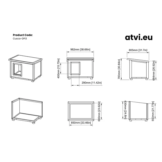 Cușcă Câine, Talie Mare, Panouri Metalice Izolate Termic, Coteț Câine DPI3 Imagine 7