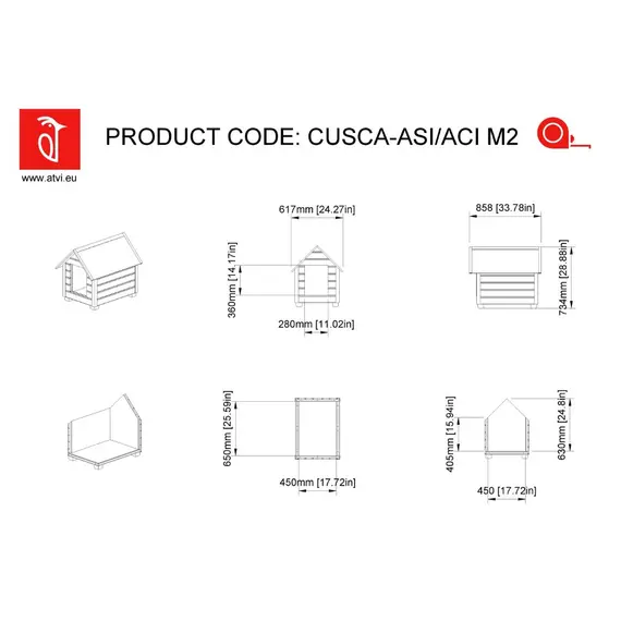 Cușcă Câine Natur, Talie Medie, Izolată Termic, Protecții Anti-Ros, Coteț Câine ALI2 Imagine 8