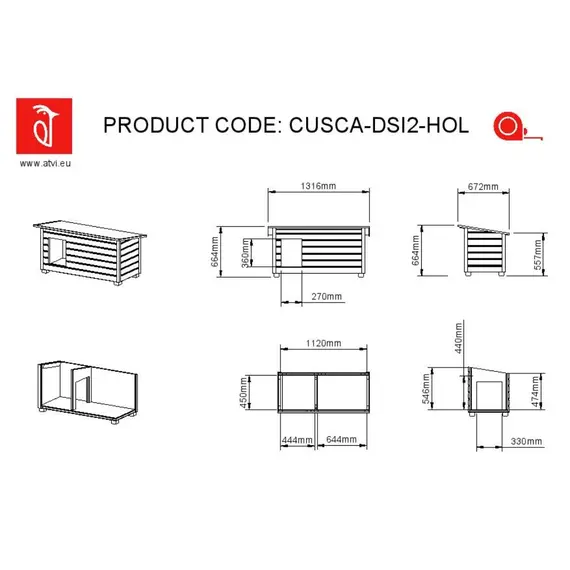 Cușcă Câine, Talie Medie, Cu Hol, Izolată Termic, Protecții Anti Ros, Coteț Câine DSI2-HOL Imagine 16