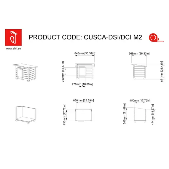 Cușcă Câine, Talie Medie, Izolată Termic, Protecții Anti Ros, Coteț Câine DSI2 Imagine 11