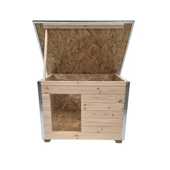 Cușcă Câine Natur, Talie Mare, Izolată Termic, Protecții Anti Ros, Coteț Câine DLI3 Imagine 5