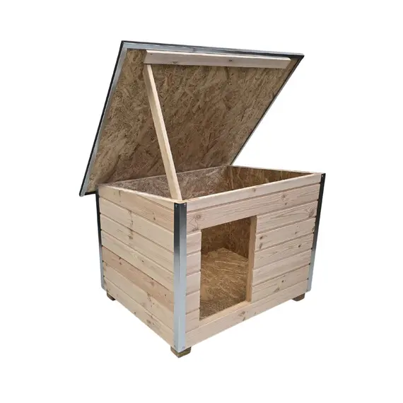 Cușcă Câine Natur, Talie Medie, Izolată Termic, Protecții Anti Ros, Coteț Câine DLI2 Imagine 6