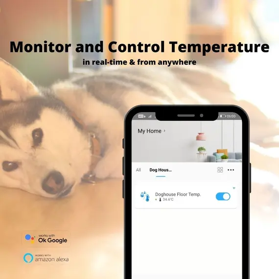 Incalzire Cusca Caine Talie Extra Mare Prin Podea Cu Control Wireless Din Telefon Imagine 4