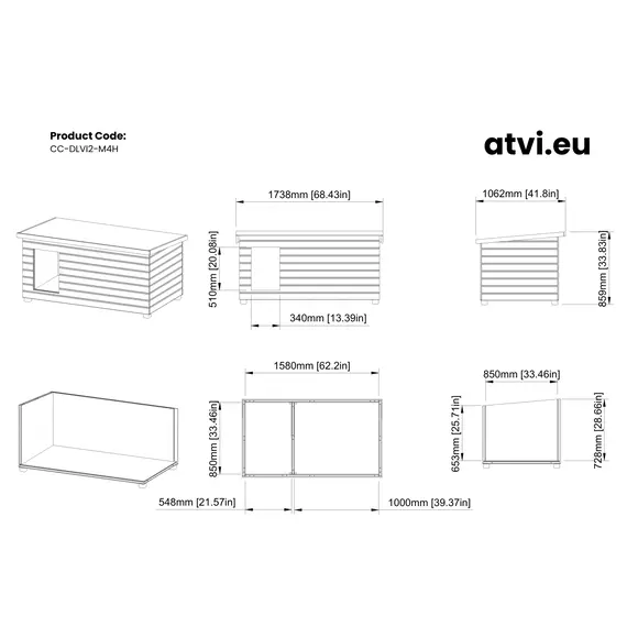 Cușcă Câine Cu Hol Elite Thermo, Talie Extra Mare, Coteț Câine DLNI2-M4H, Talie: Talie Extra Mare, Compartimentare: Cu Hol, Protectii Metalice Antiros: Nu, Finisaj Cusca: Vopsita, Izolație: Izolată Termic Imagine 3