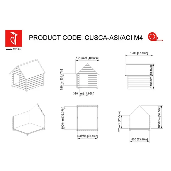 Cușcă Câine Natur, Talie Extra Mare, Izolată Termic, Protecții Anti-Ros, Coteț Câine ALI4 Imagine 8