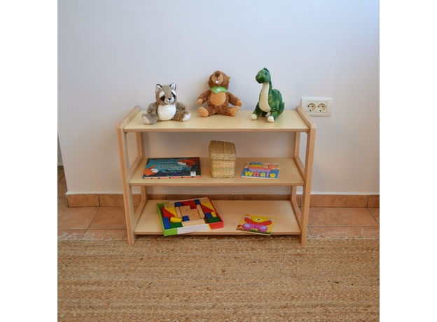 Montessori Toddler Toy Shelf for Toys and Books (H2 L2 R3) | Natural, image , 4 image