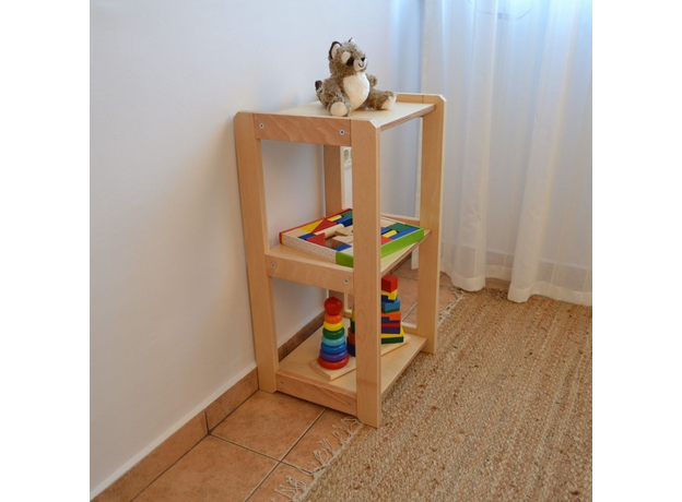 Montessori Toddler Toy Shelf for Toys and Books (H3 L1 R3) | Natural, image , 3 image