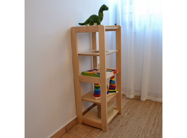 Montessori Toddler Toy Shelf for Toys and Books (H4 L1 R5) | Natural, image , 3 image