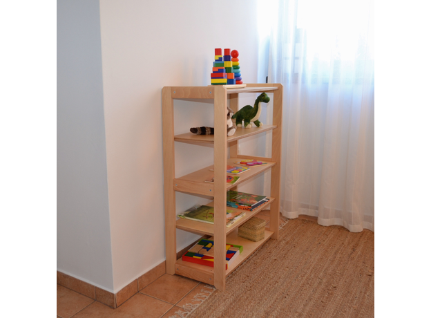 Montessori Toddler Toy Shelf for Toys and Books (H4 L2 R5) | Natural, image , 3 image
