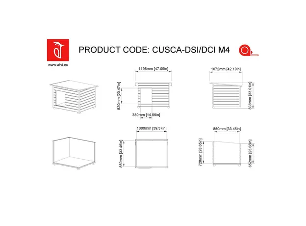 Cușcă Câine Natur, Talie Extra Mare, Protecții Anti Ros, Coțet Câine DL4 Imagine 11