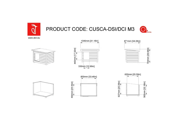 Cușcă Câine Natur, Talie Mare, Protecții Anti Ros, Coțet Câine DL3 Imagine 11