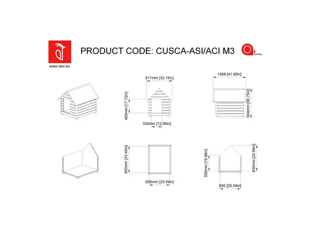 Cușcă Câine Natur, Talie Mare, Izolată Termic, Protecții Anti-Ros, Coteț Câine ALI3 Imagine 8