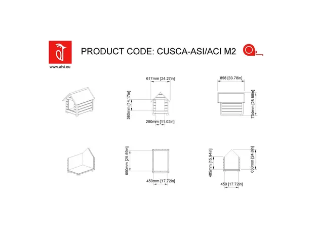 Cușcă Câine Natur, Talie Medie, Protecții Anti-Ros, Coteț Câine AL2 Imagine 7