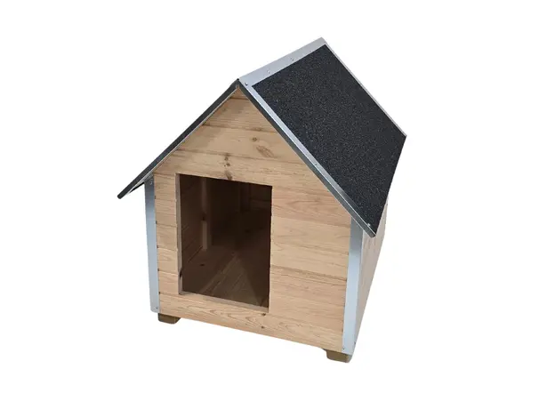 Cușcă Câine Natur, Talie Medie, Protecții Anti-Ros, Coteț Câine AL2 Imagine 