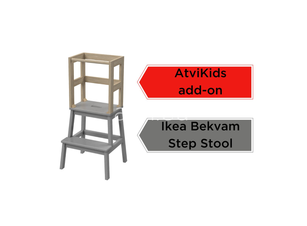 AtviKids Learning Montessori Tower (Add-on + Ikea Bekvam Step Stool), image , 7 image
