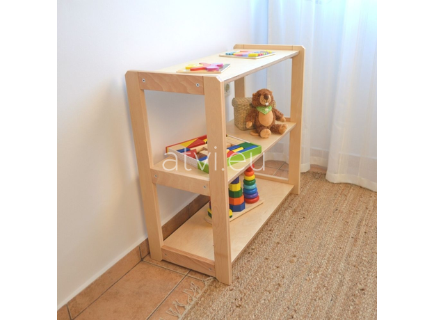 Montessori Toddler Toy Shelf for Toys and Books (H3 L2 R3) | Natural, image , 3 image
