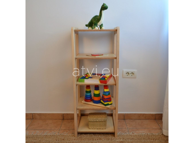 Montessori Toddler Toy Shelf for Toys and Books (H4 L1 R5) | Natural, image , 4 image